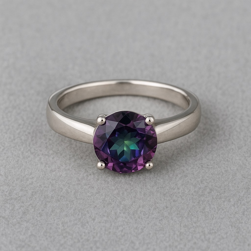 Round Mystic Topaz Solitaire Ring – Prong Set – 925 Sterling Silver – Sz 6 #377 - Picture 2 of 7